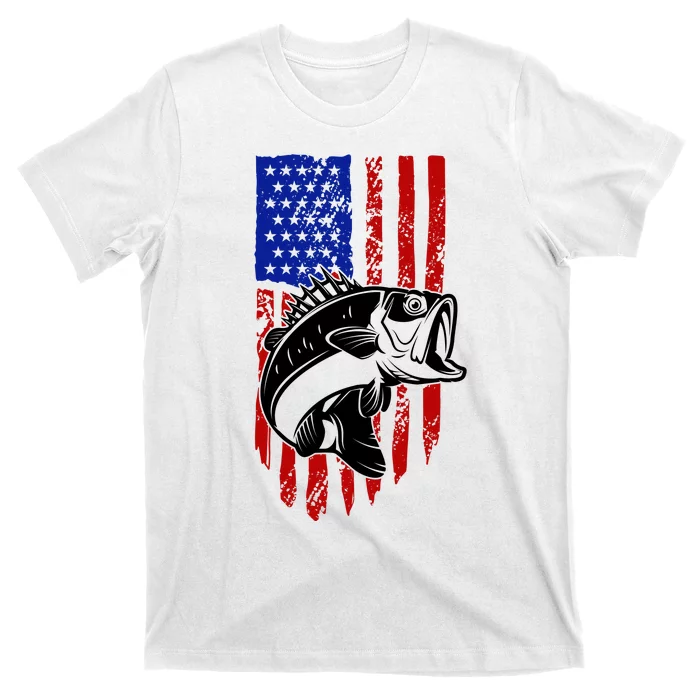 Fishing 4th Of July USA Flag T-Shirt