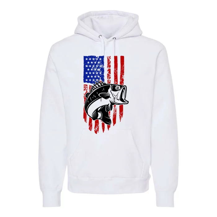 Fishing 4th Of July USA Flag Premium Hoodie