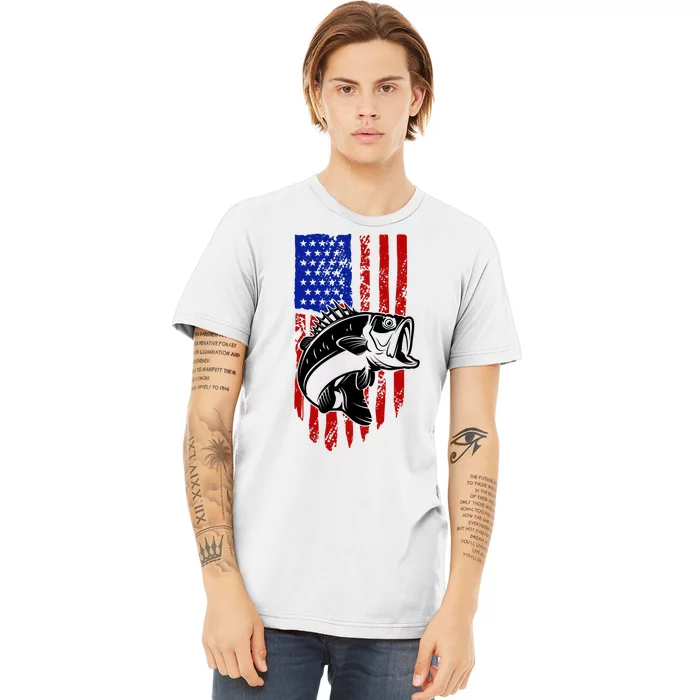 Fishing 4th Of July USA Flag Premium T-Shirt