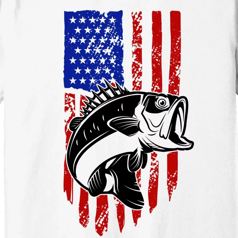 Fishing 4th Of July USA Flag Premium T-Shirt