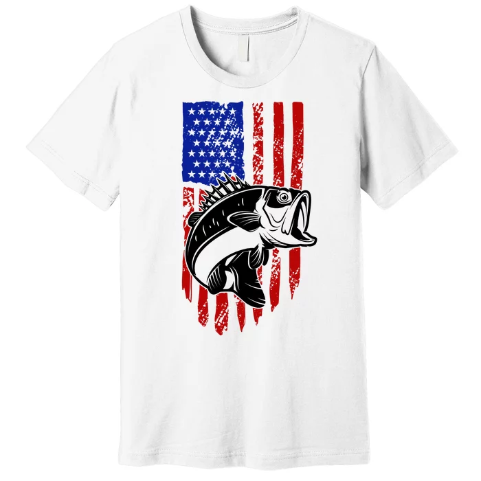 Fishing 4th Of July USA Flag Premium T-Shirt