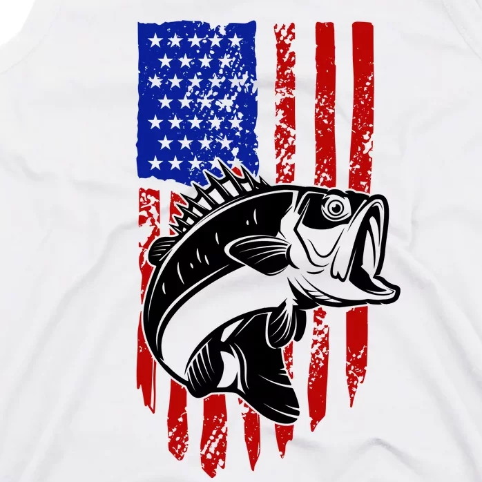 Fishing 4th Of July USA Flag Tank Top