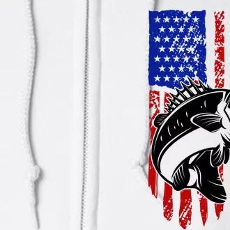 Fishing 4th Of July USA Flag Full Zip Hoodie