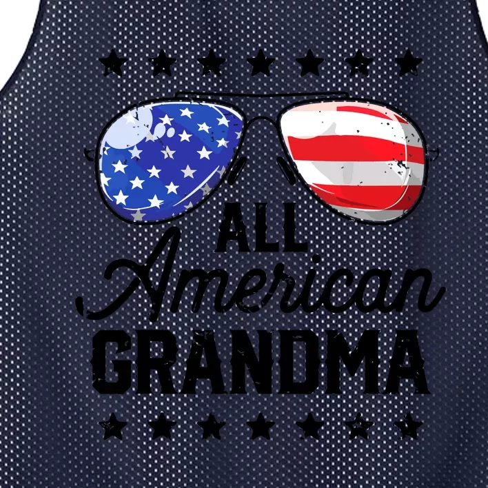 Family 4th Of July, Matching Grandma American Flag Mesh Reversible Basketball Jersey Tank