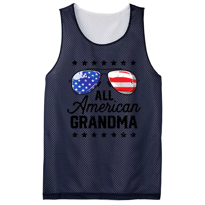 Family 4th Of July, Matching Grandma American Flag Mesh Reversible Basketball Jersey Tank