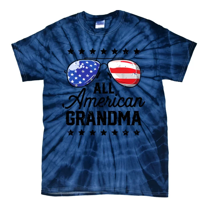 Family 4th Of July, Matching Grandma American Flag Tie-Dye T-Shirt