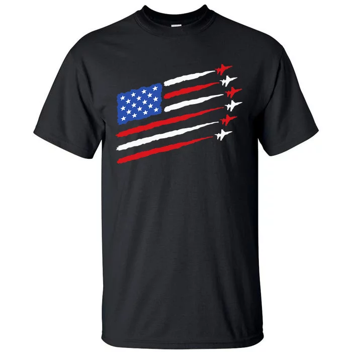 Funny 4th of July Fighter Jets USA American Flag Celebration Tall T-Shirt