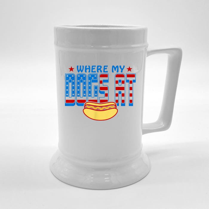 Funny 4th Of July Humor Hot Dog Lover Independence Day Gift Gift Front & Back Beer Stein