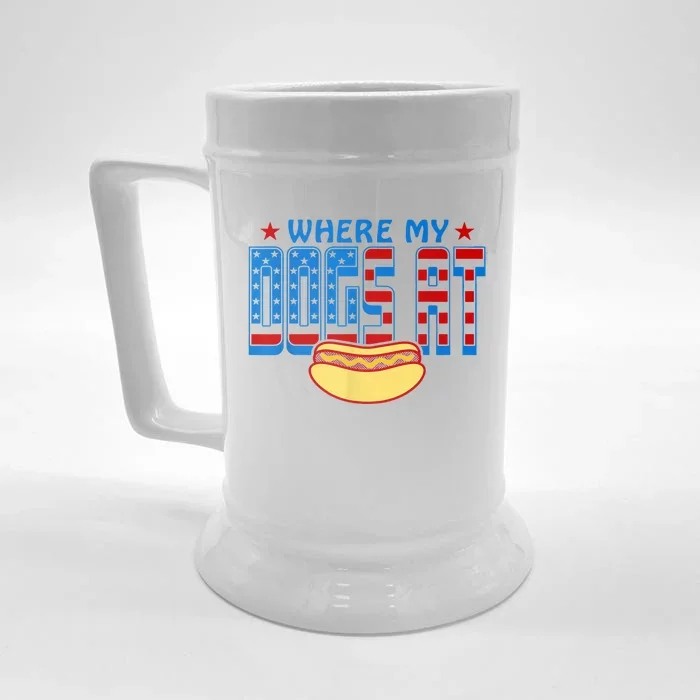 Funny 4th Of July Humor Hot Dog Lover Independence Day Gift Gift Front & Back Beer Stein