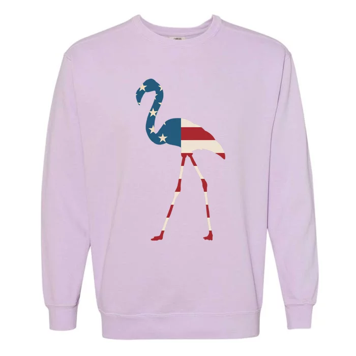 Flamingo 4th Of July American Flag Patrioticic Cute Gift Garment-Dyed Sweatshirt