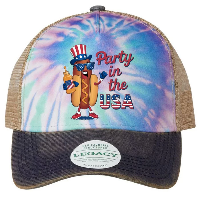 Funny 4th Of July Hot Dog Party In The Usa Legacy Tie Dye Trucker Hat