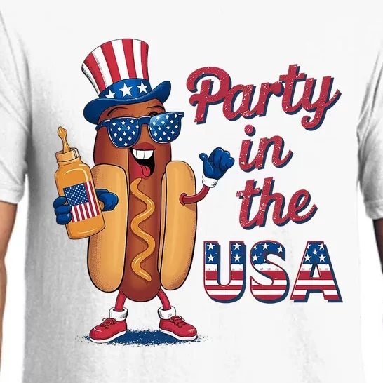 Funny 4th Of July Hot Dog Party In The Usa Pajama Set