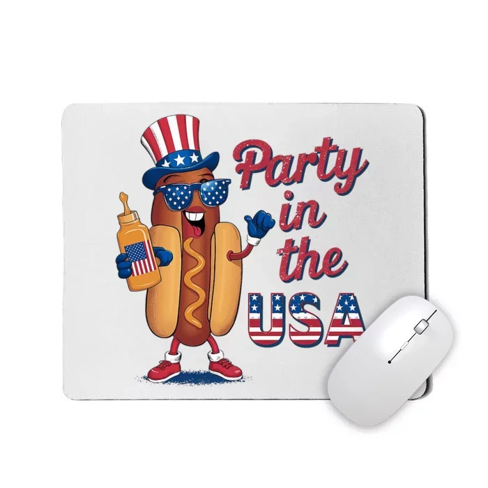 Funny 4th Of July Hot Dog Party In The Usa Mousepad