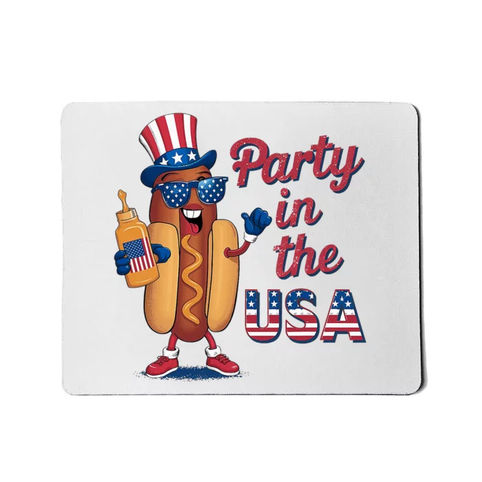 Funny 4th Of July Hot Dog Party In The Usa Mousepad