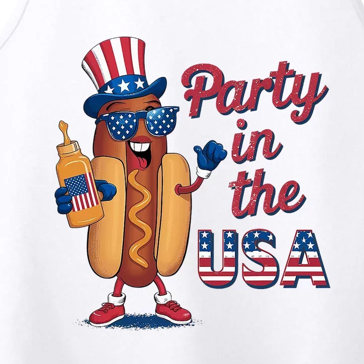 Funny 4th Of July Hot Dog Party In The Usa Performance Tank