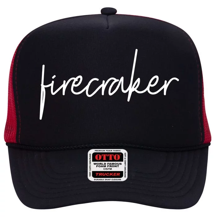 Firecracker 4th Of July High Crown Mesh Trucker Hat