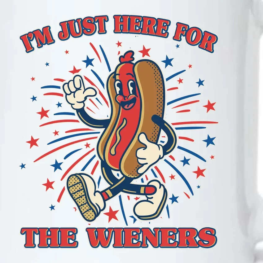 Funny 4th Of July Im Just Here For The Wieners Retro Cartoon Hotdog Black Color Changing Mug