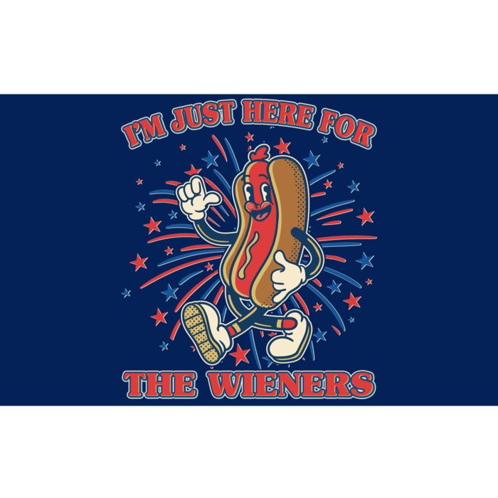 Funny 4th Of July Im Just Here For The Wieners Retro Cartoon Hotdog Bumper Sticker