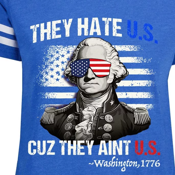 Funny 4th of July Hate Us Aint Us George Washington Enza Ladies Jersey Football T-Shirt