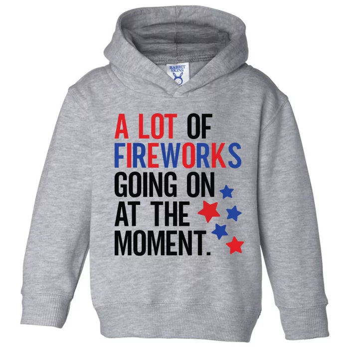 Funny 4th Of July A Lot Of Fireworks Going On At The Moment Toddler Hoodie