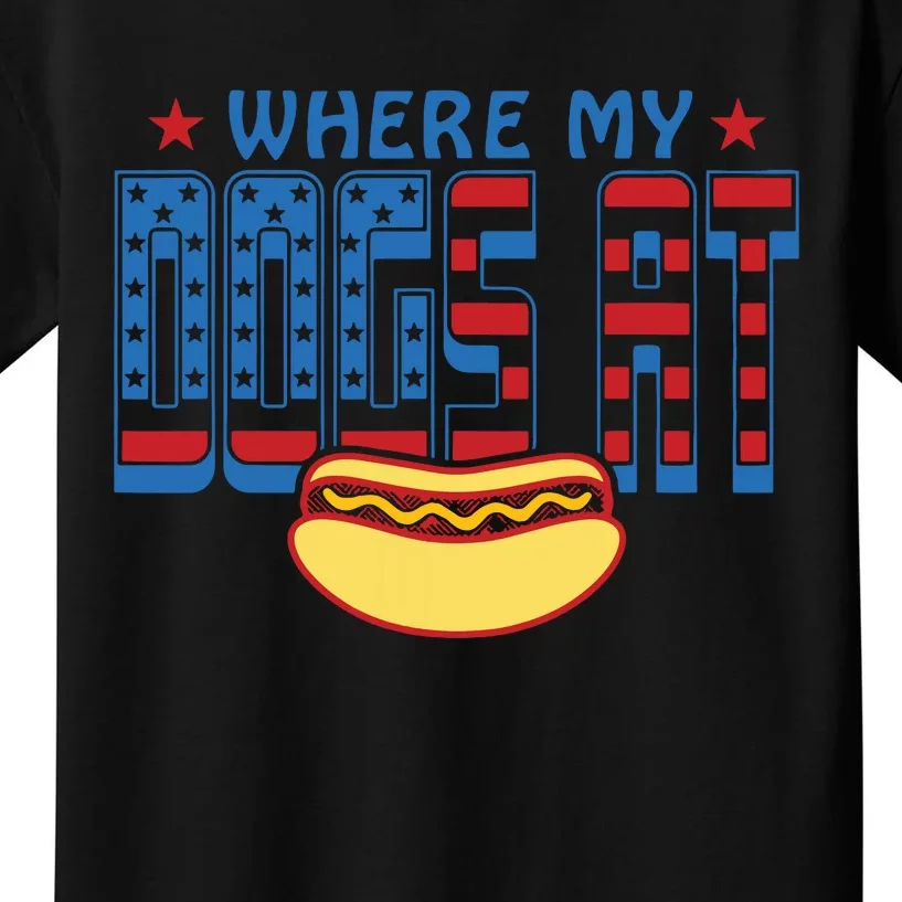 Funny 4th Of July Humor Hot Dog Lover Kids T-Shirt