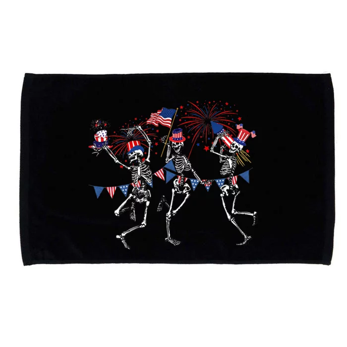 Funny 4th Of July Dancing Skeleton Memorial Day Patriotic Microfiber Hand Towel