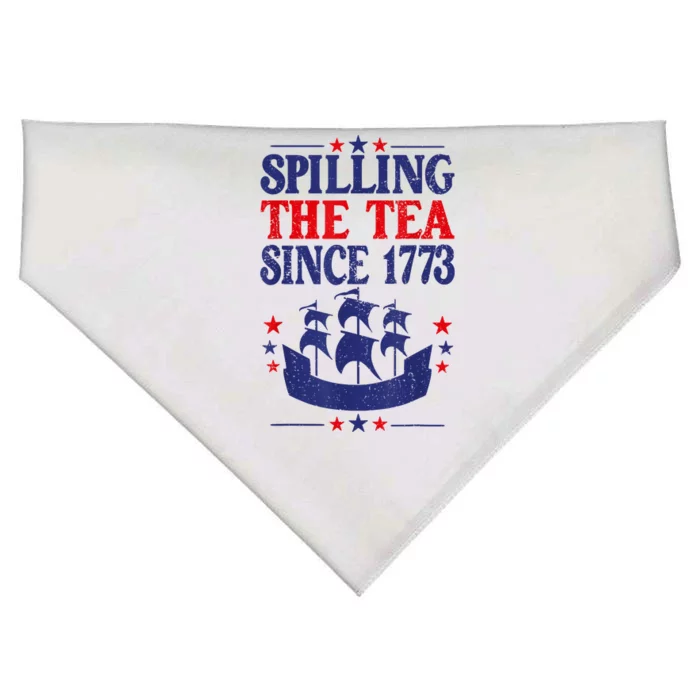 Fun 4th Of July Spilling The Tea Since 1773 Teacher USA-Made Doggie Bandana