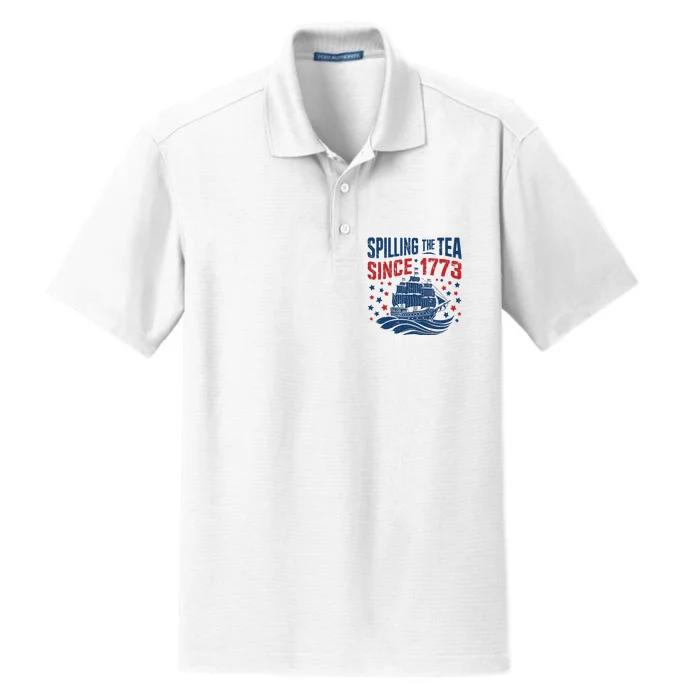 Funny 4th Of July Spilling The Tea Since 1773 Fourth Of July Dry Zone Grid Performance Polo