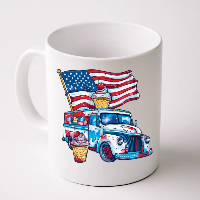 Funny 4th Of July Ice Creams Lovers And American Flag Design Gift Front & Back Coffee Mug