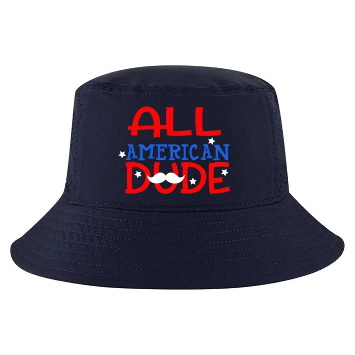 Funny 4th Of July Im An All American Dude Mustache Patriotic Cool Gift Cool Comfort Performance Bucket Hat