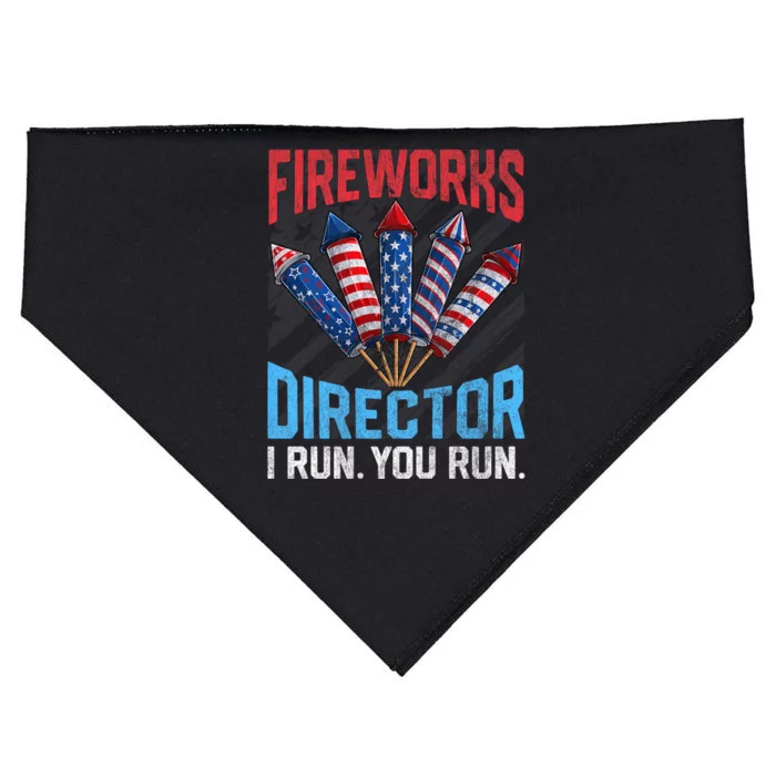 Funny 4th Of July Fireworks Director I Run You Run USA-Made Doggie Bandana