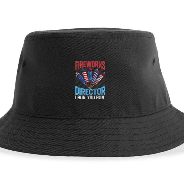 Funny 4th Of July Fireworks Director I Run You Run Sustainable Bucket Hat