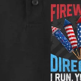 Funny 4th Of July Fireworks Director I Run You Run Dry Zone Grid Performance Polo