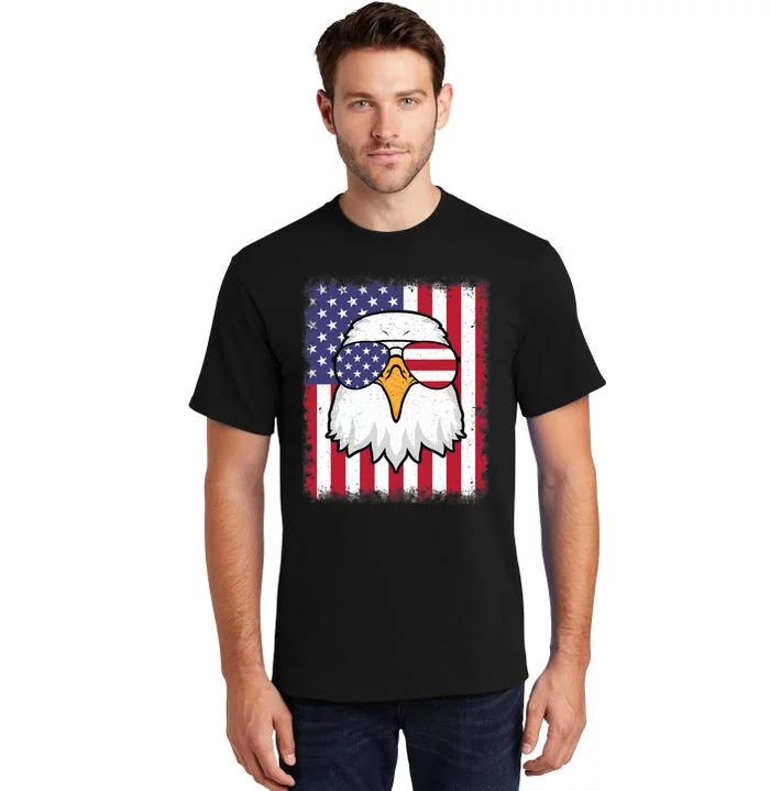 Funny 4th Of July American Flag Patriotic Eagle USA Tall T-Shirt