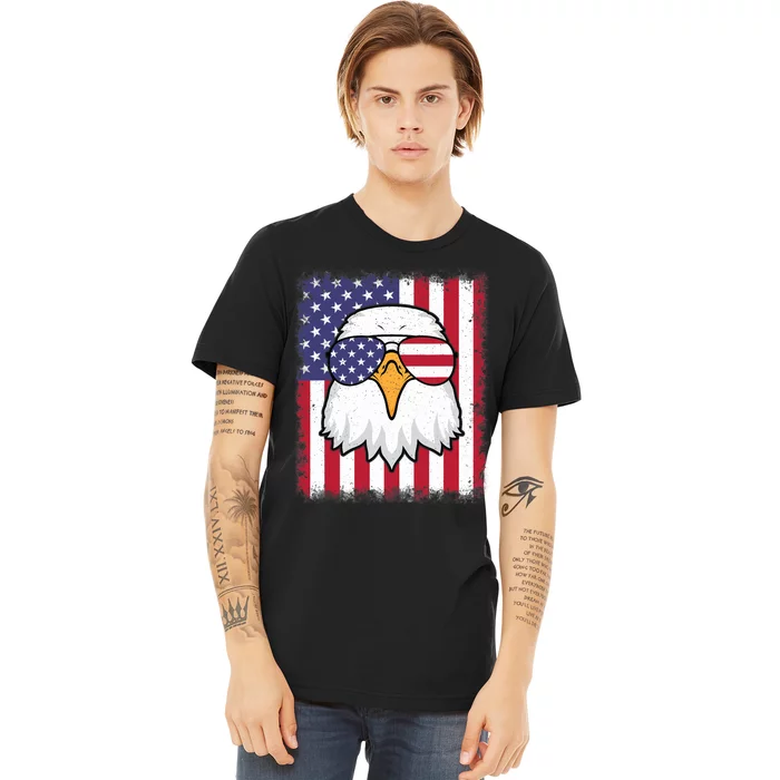 Funny 4th Of July American Flag Patriotic Eagle USA Premium T-Shirt