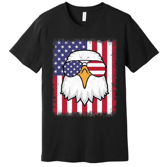 Funny 4th Of July American Flag Patriotic Eagle USA Premium T-Shirt