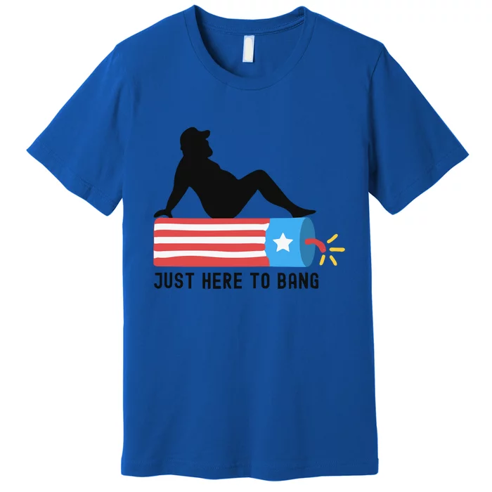 Funny 4th Of July Fathers Day USA Flag Im Just Here To Bang Premium T-Shirt