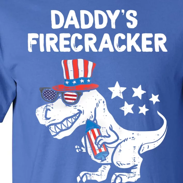 Funny 4th Of July T Rex Funny Daddys Firecracker Gift Tall T-Shirt