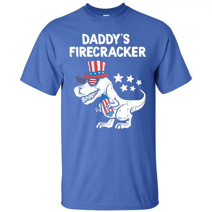 Funny 4th Of July T Rex Funny Daddys Firecracker Gift Tall T-Shirt