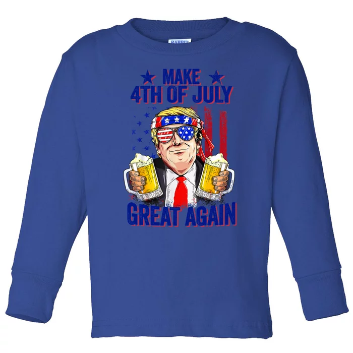 Funny 4th Of July Trump Make 4th Of July Great Again Gift Toddler Long Sleeve Shirt