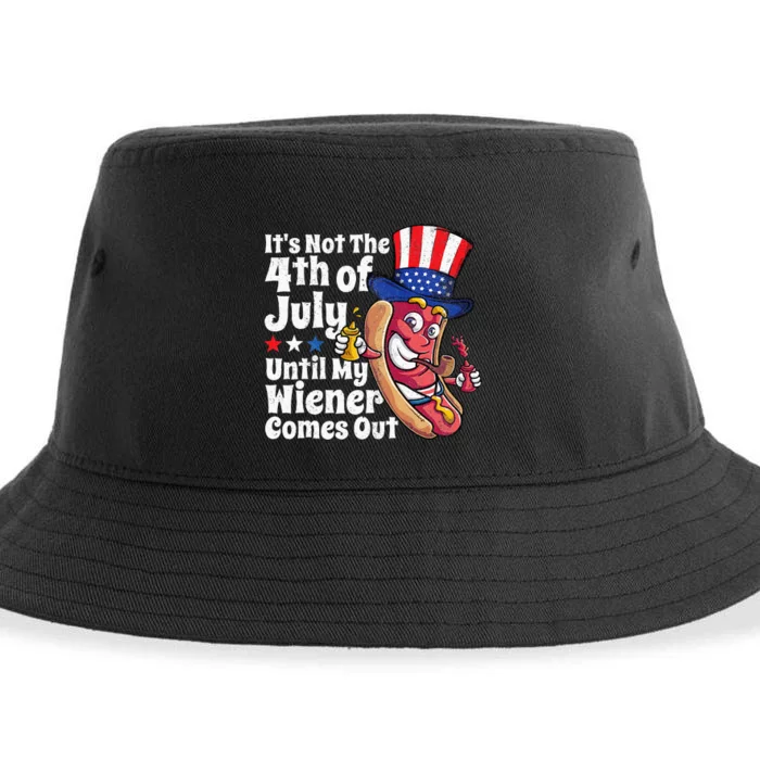 Funny 4th Of July Hot Dog Wiener Comes Out Adult Humor Gift Sustainable Bucket Hat