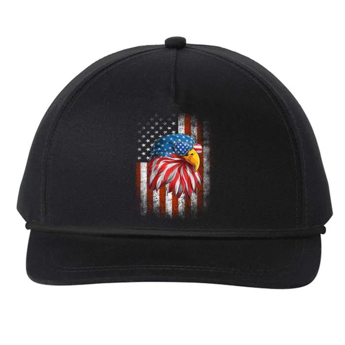 Funny 4th Of July Usa Flag American Patriotic Eagle Gift Snapback Five-Panel Rope Hat