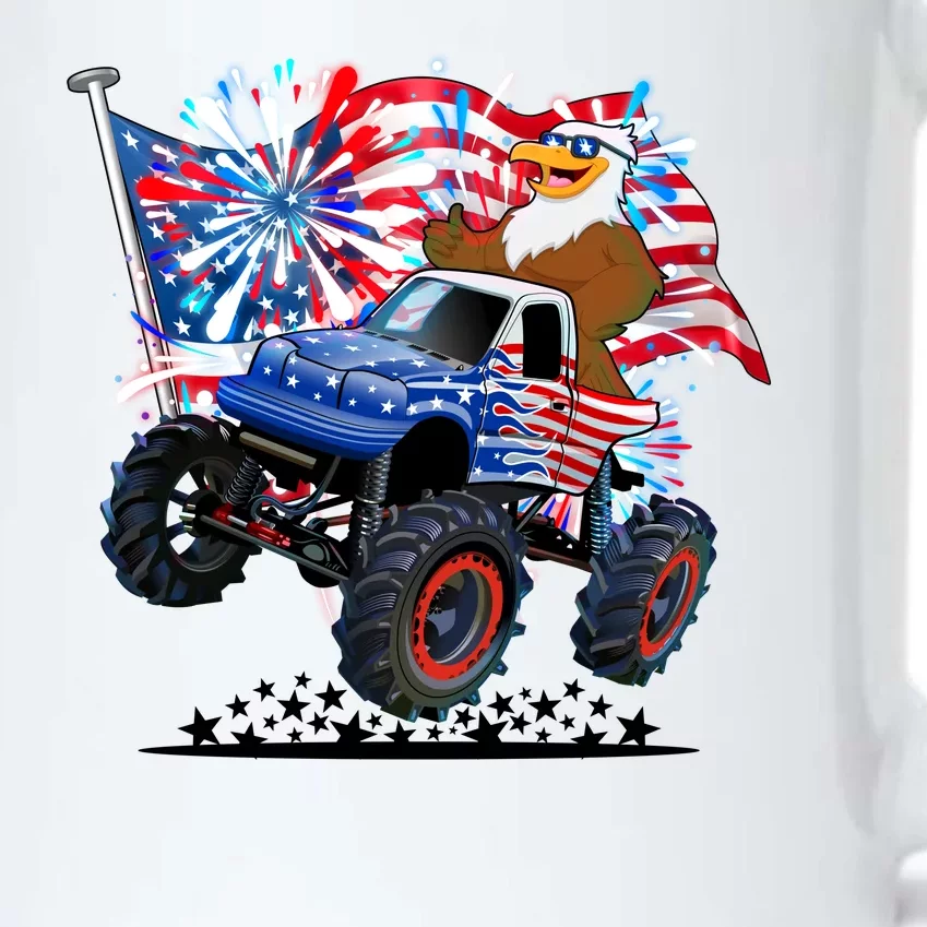 Funny 4th Of July Patriotic American Flag Monster Truck Eagle Black Color Changing Mug