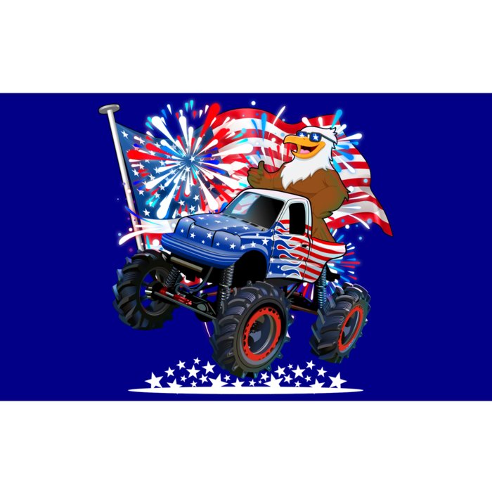 Funny 4th Of July Patriotic American Flag Monster Truck Eagle Bumper Sticker