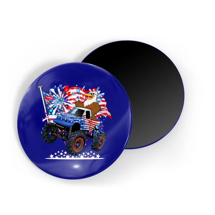 Funny 4th Of July Patriotic American Flag Monster Truck Eagle Magnet