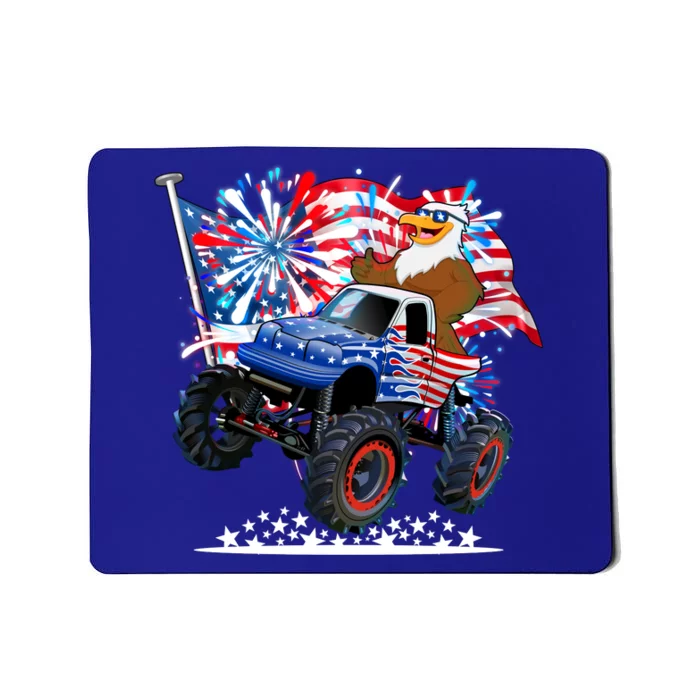 Funny 4th Of July Patriotic American Flag Monster Truck Eagle Mousepad