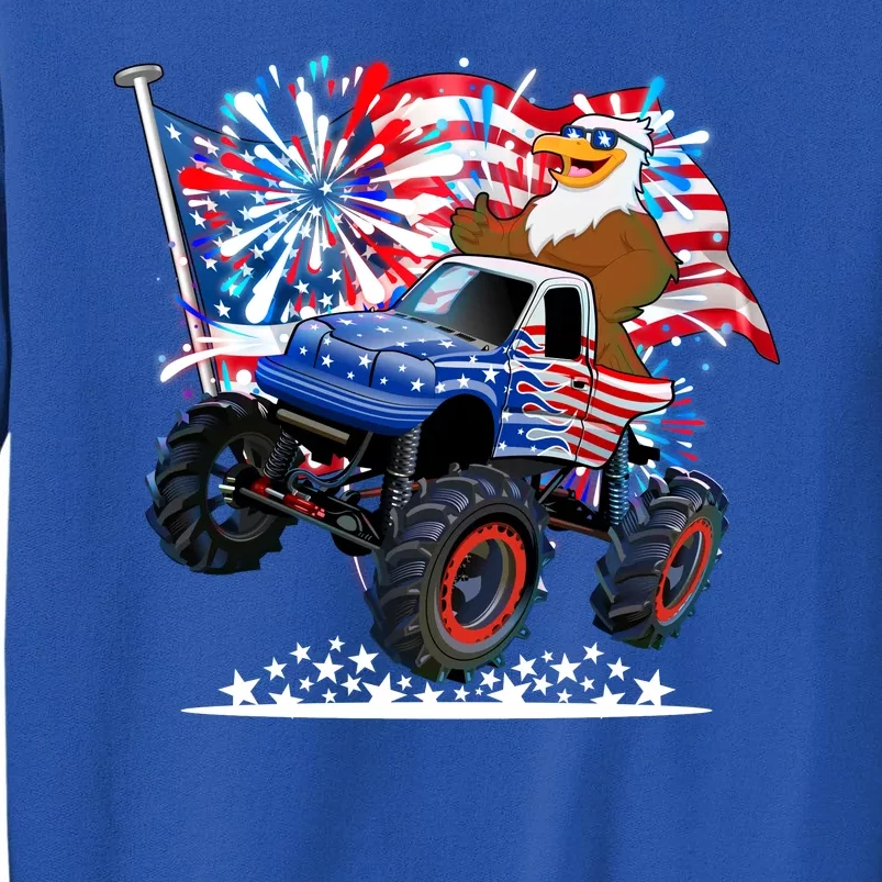 Funny 4th Of July Patriotic American Flag Monster Truck Eagle Tall Sweatshirt