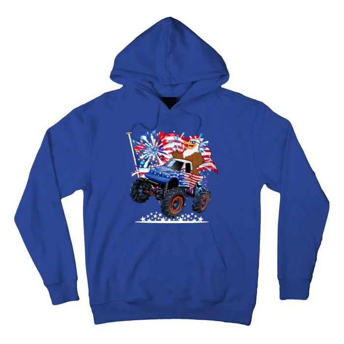 Funny 4th Of July Patriotic American Flag Monster Truck Eagle Tall Hoodie