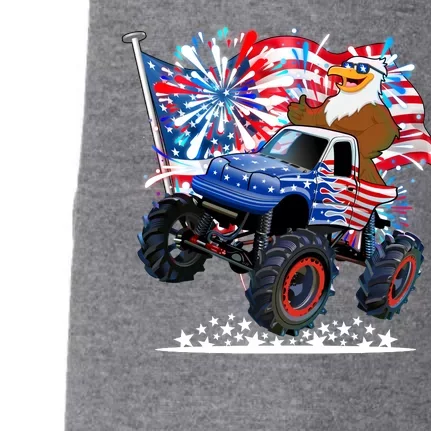 Funny 4th Of July Patriotic American Flag Monster Truck Eagle Doggie 3-End Fleece Hoodie