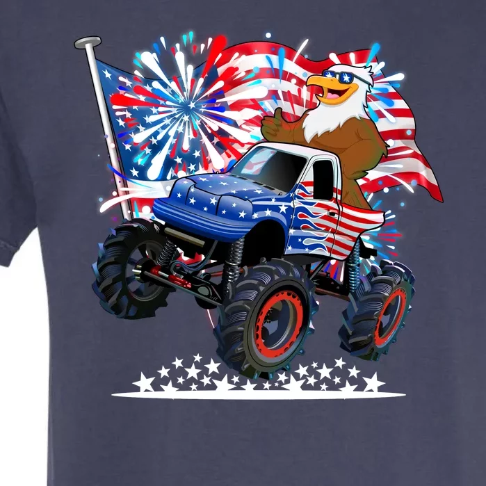 Funny 4th Of July Patriotic American Flag Monster Truck Eagle Garment-Dyed Heavyweight T-Shirt